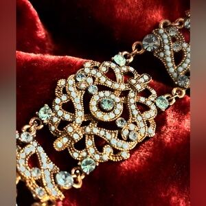 VCLM vintage SPARKLE enamel BLUE gold tone bracelet VINTAGE LOOK 90s